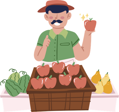 Vendedor de frutas  Ilustración