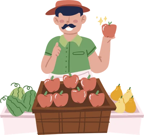 Vendedor de frutas  Ilustração