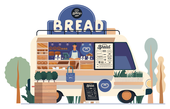 Vendedor de pan  Ilustración
