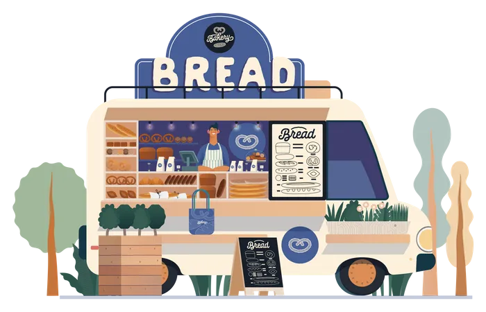 Vendedor de pan  Ilustración