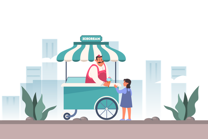 Vendedor de sorvete  Ilustração