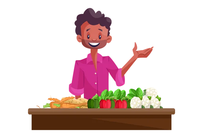 Vendedor de verduras  Ilustración