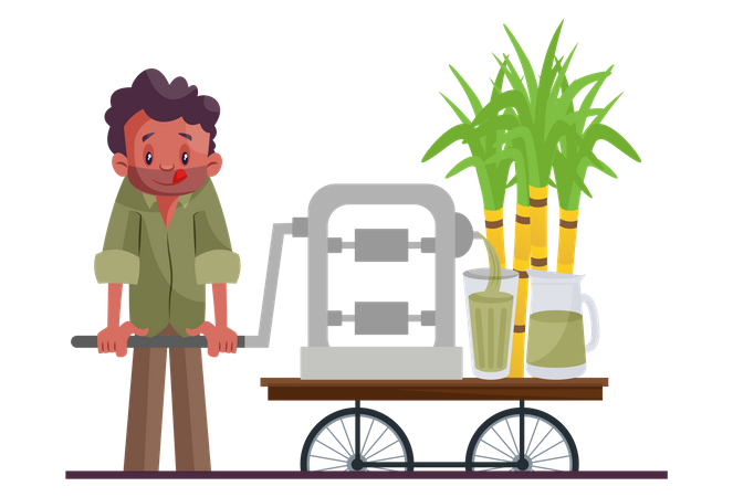 Vendedor indiano de suco de cana-de-açúcar  Illustration