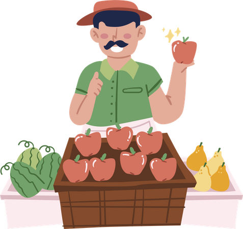 Vendeur de fruits  Illustration