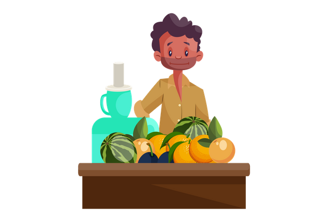 Vendeur de jus de fruits  Illustration