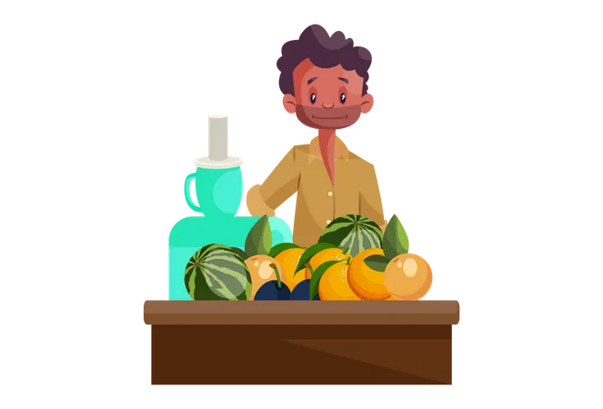 Vendeur de jus de fruits  Illustration