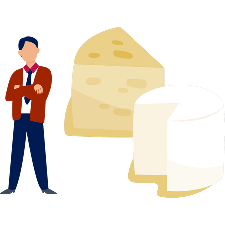 Vendeur faisant une présentation de fromage  Illustration