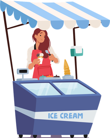 La vendeuse vend de la glace  Illustration