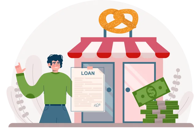 Vendor takes loan on new shop  Illustration