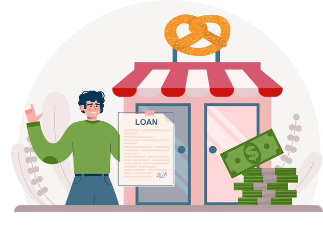 Vendor takes loan on new shop  Illustration