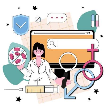 Venereologist Online Service Or Platform Diagnostic Of Dermatology And Sexually Transmitted Diseases Or Infection Website Vector Flat Illustration Illustration