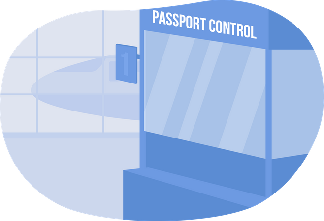 Ventana de control de pasaportes  Ilustración