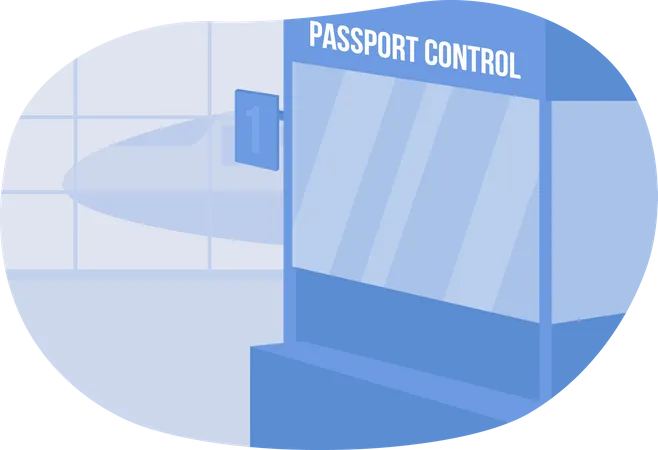 Ventana de control de pasaportes  Ilustración