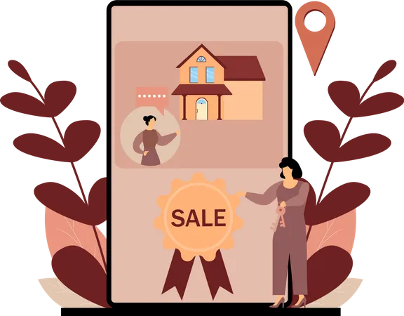 Vente immobilière en ligne  Illustration