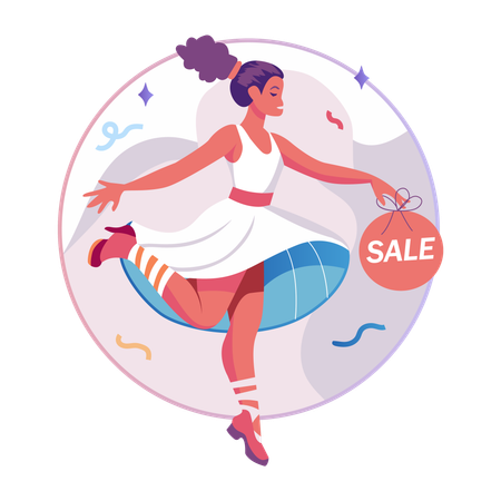 Promotion des ventes réalisée par une femme  Illustration