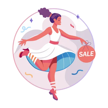 Promotion des ventes réalisée par une femme  Illustration