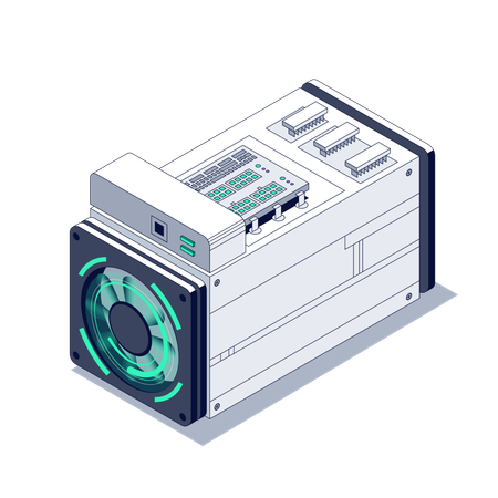 Ventilador giratorio de asic  Ilustración