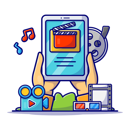 Ver película en el teléfono móvil  Ilustración