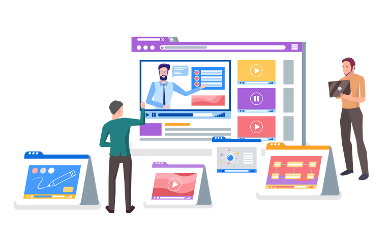 Ver videos en una plataforma de videos en línea  Ilustración