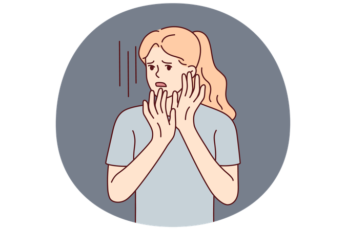 Verängstigte Frau, die Angst hat  Illustration