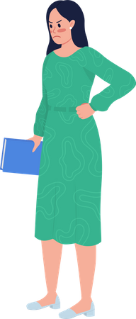 Verärgerter halbflacher Farbvektorcharakter einer Lehrerin  Illustration
