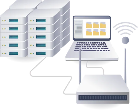 Verbinden von Computerserver-Datennetzwerken  Illustration