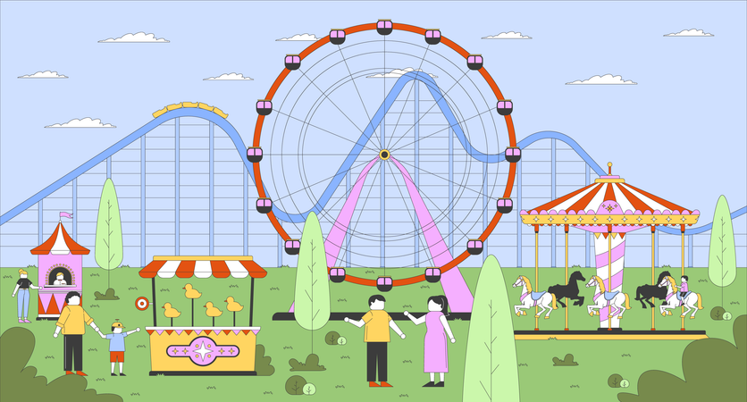 Vergnügungspark Funfair  Illustration