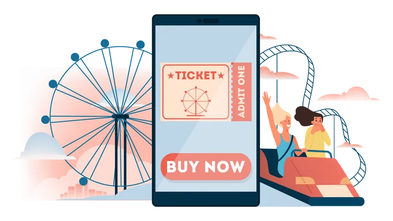 Buchen Sie ein Freizeitparkticket online  Illustration