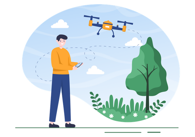 Verificação de segurança usando drone  Ilustração