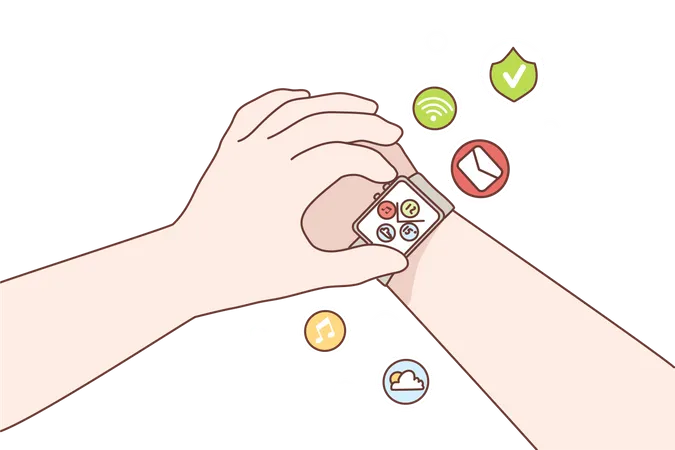 Verificando a programação do smartwatch  Ilustração