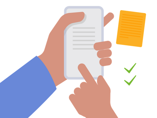 Vérifier le document sur mobile  Illustration