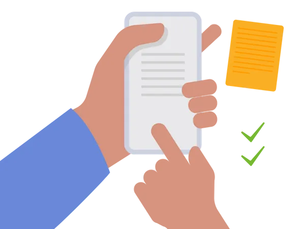 Vérifier le document sur mobile  Illustration