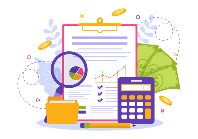 Verify financial data report  Illustration