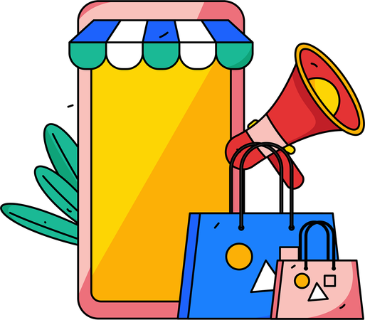 Verkaufsankündigung auf Shopping-Website  Illustration