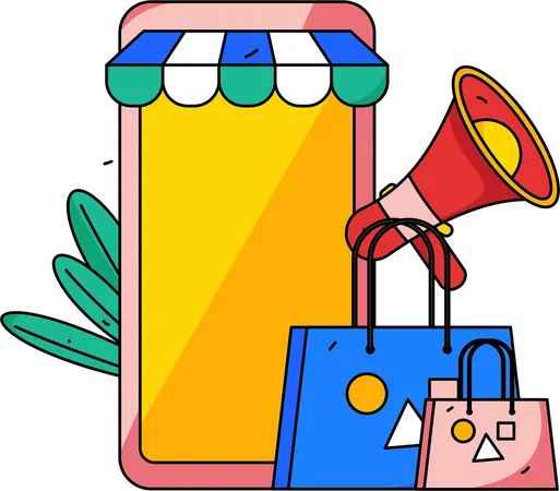 Verkaufsankündigung auf Shopping-Website  Illustration
