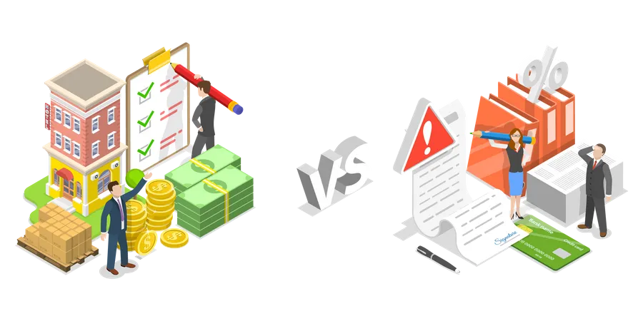 Vermögenswerte vs. Verbindlichkeiten  Illustration