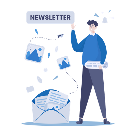 Versand einer Werbemail per Newsletter Illustration