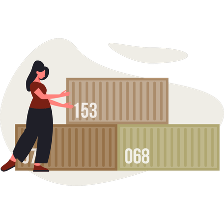 Speditionsmitarbeiterin im Lager  Illustration