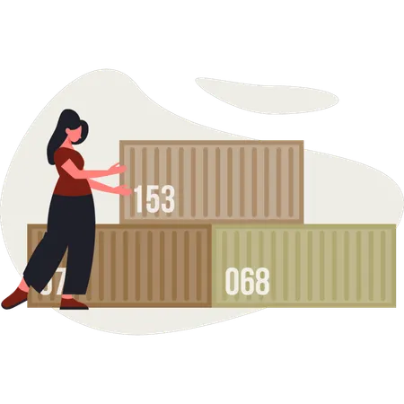 Speditionsmitarbeiterin im Lager  Illustration
