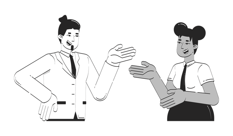 Verschiedene Bürokollegen führen freundliche Gespräche  Illustration