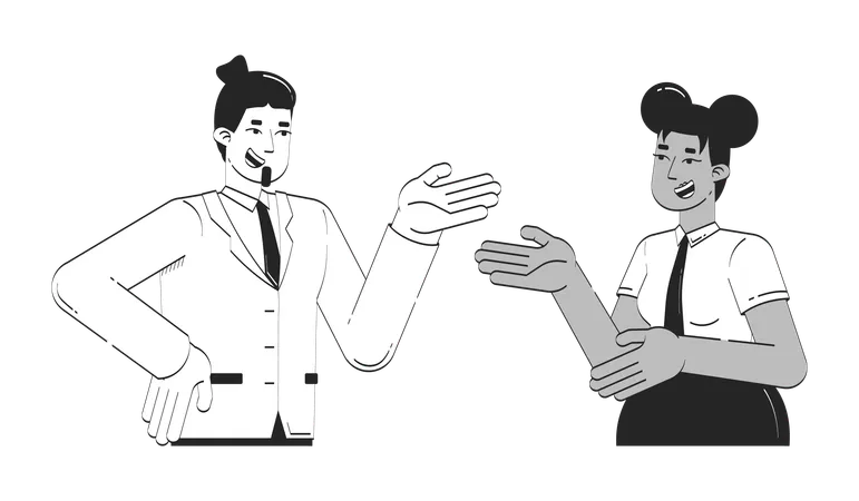 Verschiedene Bürokollegen führen freundliche Gespräche  Illustration