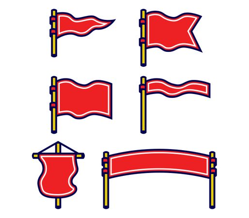Verschiedene leere Flaggen mit fettem Umriss  Illustration