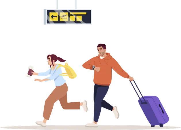 Verspäteter Passagier eilt zum Boarding  Illustration