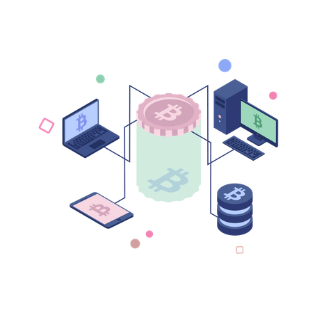 Verteiltes Bitcoin-Netzwerk  Illustration