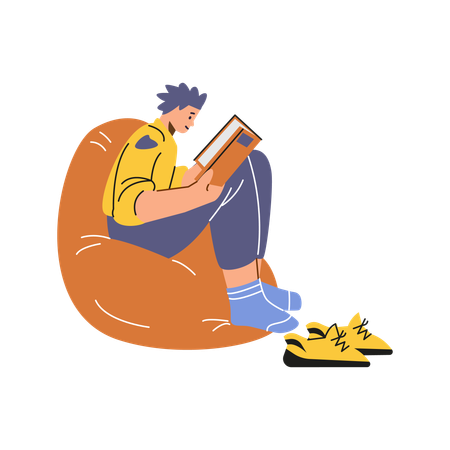 Vertiefter Leser auf Sitzsack  Illustration