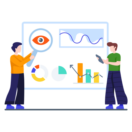 Vertriebsleiter analysieren Verkaufspreise  Illustration