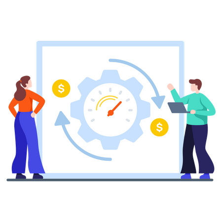 Vertriebsleiter arbeiten an Umsatzwachstum  Illustration