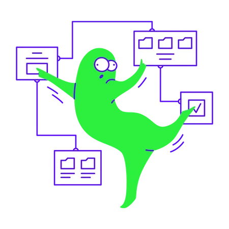 Verwirrt zwischen der Suche nach Informationen  Illustration