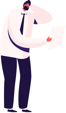 Verwirrt männliche Lesetest-Ergebnis auf Papier  Illustration