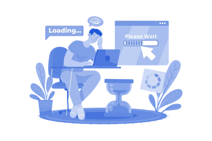 Very Slow Page Loading Illustration Concept On A White Background Illustration